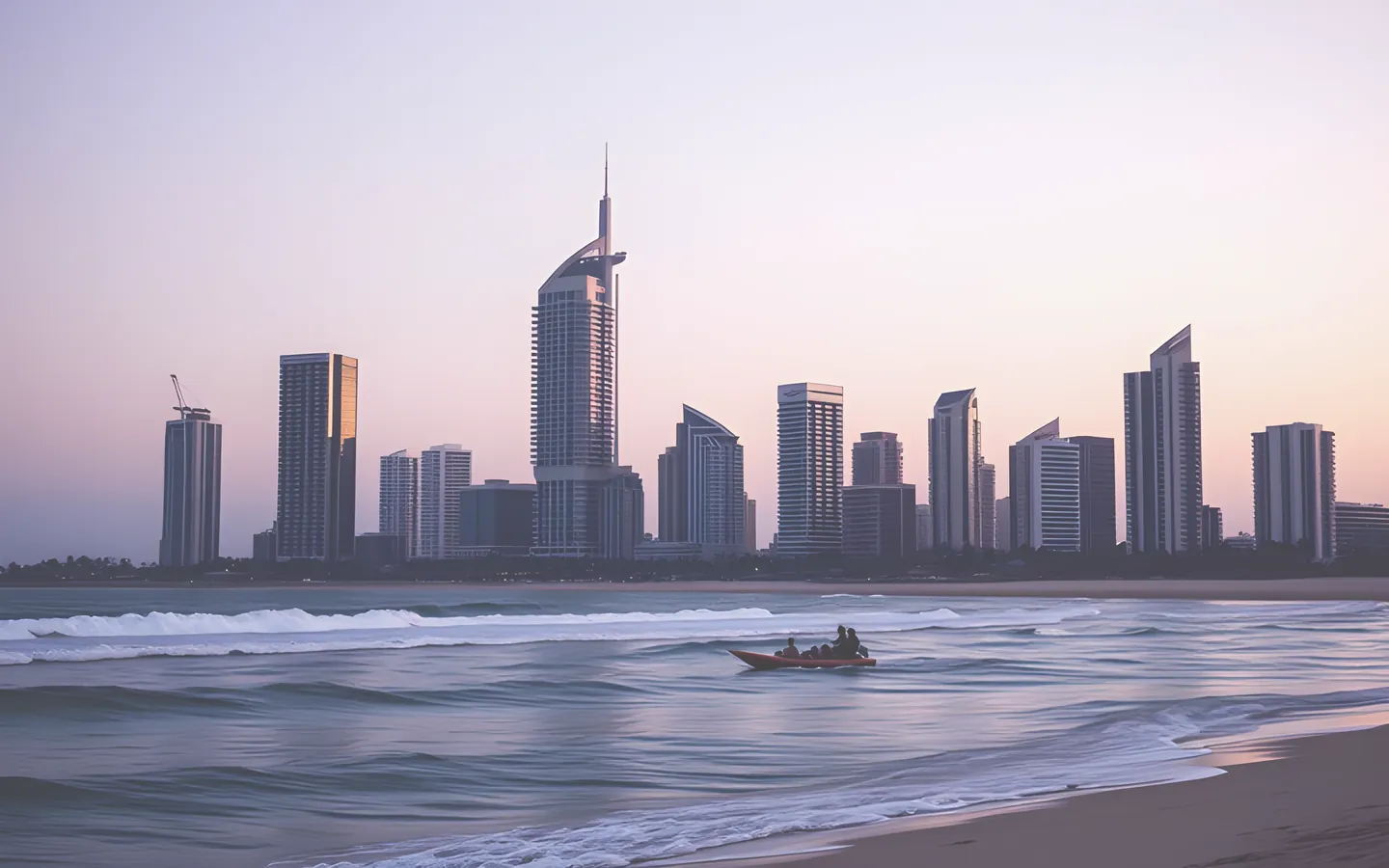 Gold Coast Surfers Paradise skyline from the beach