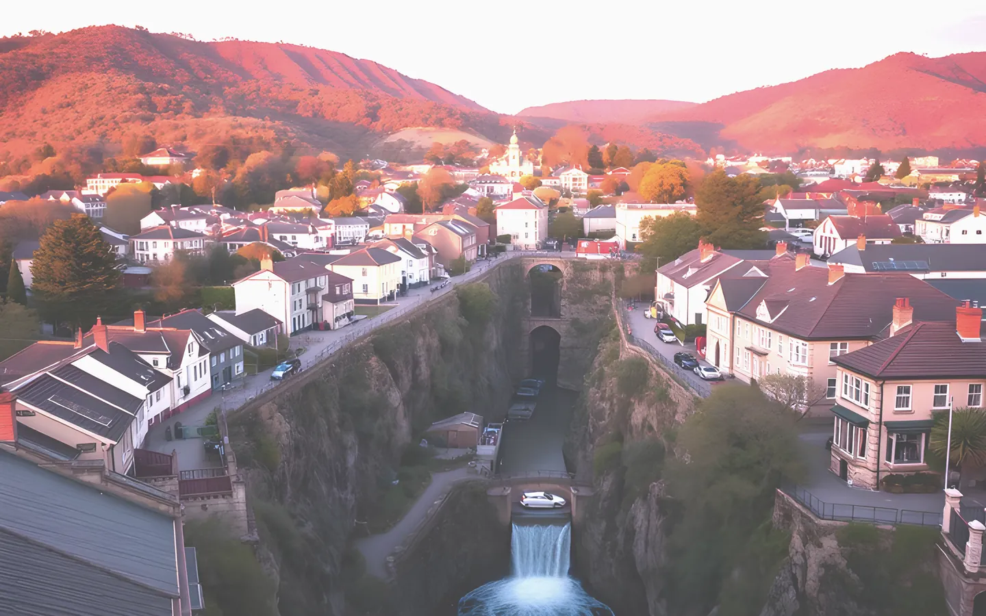 Launceston Cataract Gorge and heritage rooftops