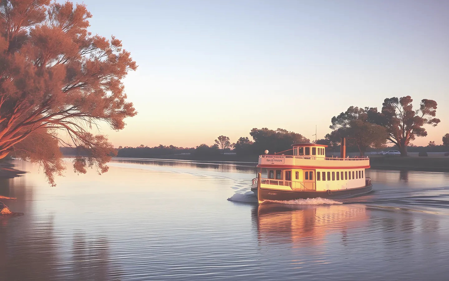 Mildura Murray River paddle steamer and river gums