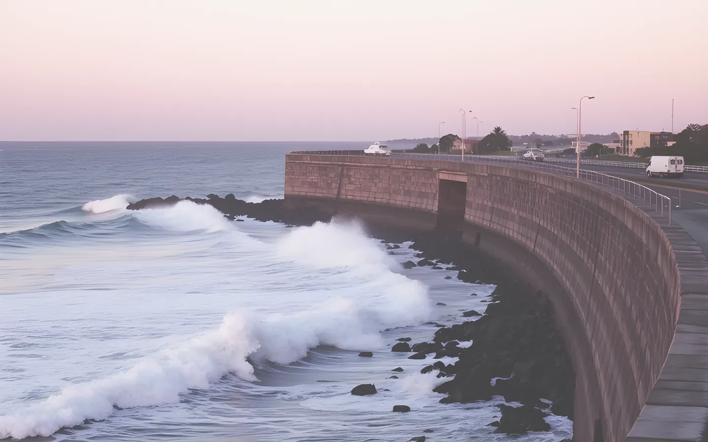 Port Macquarie coastal breakwall and beach