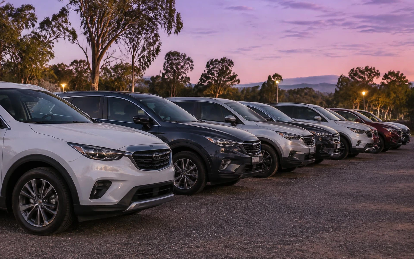Row of used cars on an Australian dealership lot
